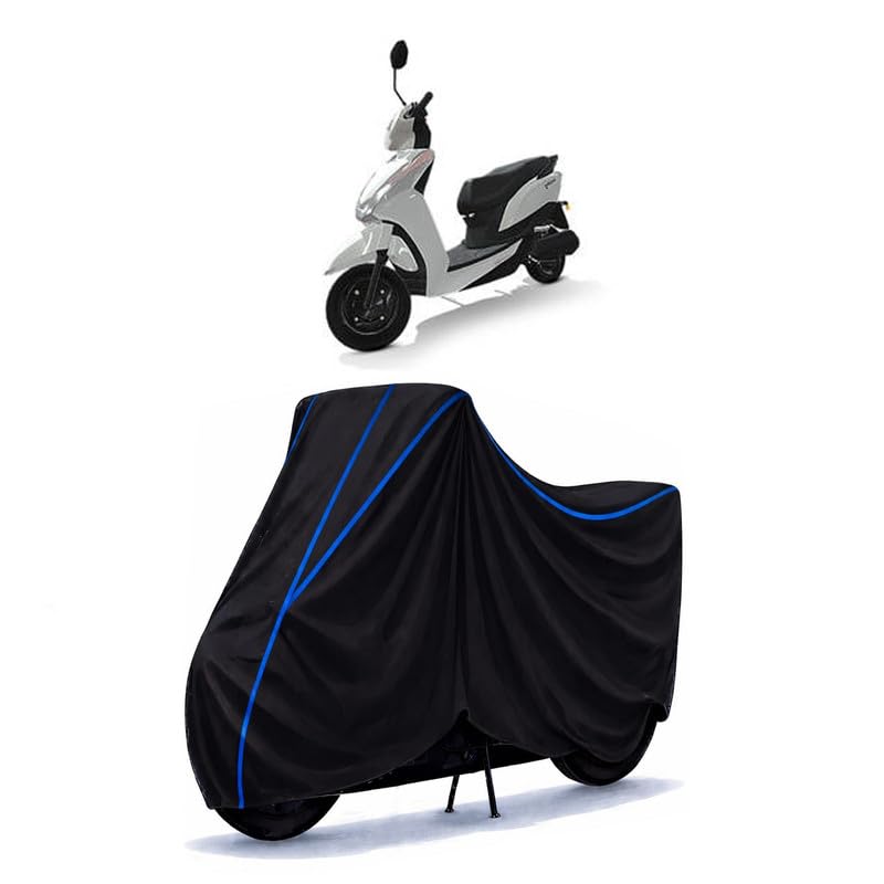 Image of Scooty Cover Water Resistant for Magnus BS6 | Universal Scooter & Bike Cover | Heavy Duty UV Dust, Rain & Scratch Protection | Elastic Fit All Weather Indoor Outdoor | Black with Blue Piping