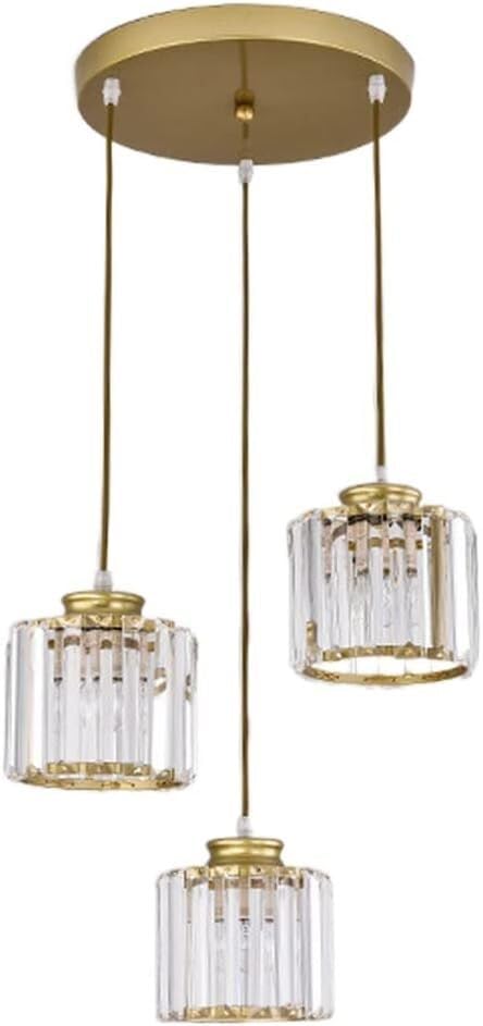 Lámpara colgante de cristal moderna con 3 luces Compatible with isla de cocina, mesa de comedor ajustable negra, encima del fregadero de la cocina, lámpara colgante de techo,Candelabros
