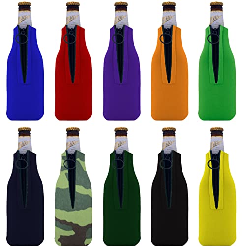 Blank Foam Beer Bottle Coolie (Variety Color 10 Pack)