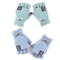 Kbinter Women's & Men's USB Heated Gloves Knitting Hands Full & Half Heated Fingerless Heating Warmer with Button Washable Design, Mitten Winter Hands Warm Laptop Gloves [2 Pack] (Mint+Blue)