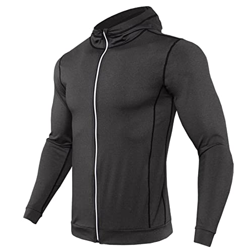 Gym Herren Fitness Trainingsjacke Kapuzenjacke Sweatjacke für Training Slim Fit Männer Schnell trocknende Fitness-Trainingsjacke für Herren, einfarbig, mit Kapuze, Reißverschluss, , langärmlig, #6 Cover