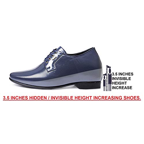 Image of BXXY Men's 9 cm (3.5 Inch) Height Increasing Dress Shoe Derby Lace-Up Formal Patent Faux Leather Shoes