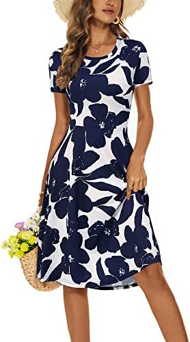 HUHOT Summer Dresses for Women 2023 Casual Dresses for Women Sun Dresses Short Sleeve Spring Sundresses for Women Midi Easter Casual Swing Dress