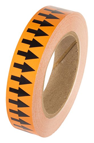 INCOM Manufacturing: PMA153 Directional Flow Arrow Pipe Identification Vinyl Marking Adhesive Tape, 1 inch x 108 ft, Orange/Black