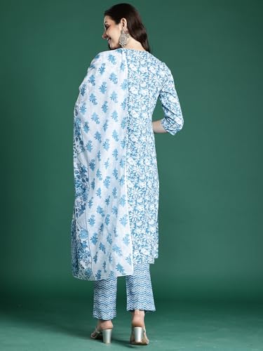 Image of INDO ERA Women Pure Cotton Kurta Set with Dupatta | Festive Suit Set, 11047