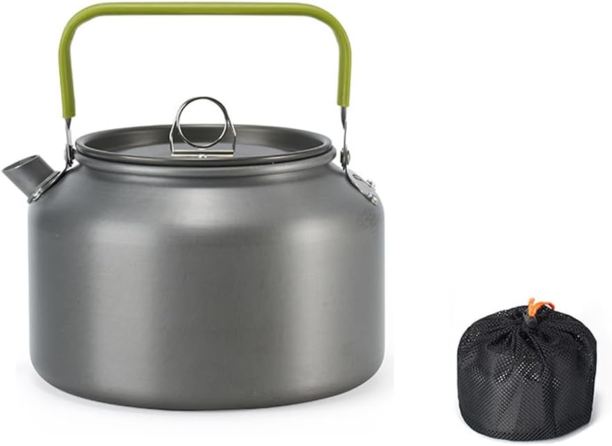 Camping Kettle, Outdoor Camping Kettle, Portable Camping Coffee Pot, Aluminum Camping Tea Kettle, Lightweight Teapot Coffee Pot for Stove Top, Outdoor, Hiking, Camping, Picnic (1.8L)