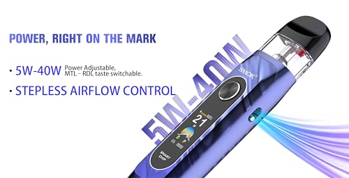 SMOK Novo 6 Pod System E Zigarette MTL/RDL Zugautomatik Elegantes Design Stufenlose Airflow 1700mAh 0.96 Zoll TFT Kompatibel mit Novo 5 Meshed 0.6/0.7 Pod Gold Ohne Nikotin