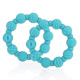 Nuby Silicone Teether Ring, 2 Pack, 3M+, Colors May Vary, Multi