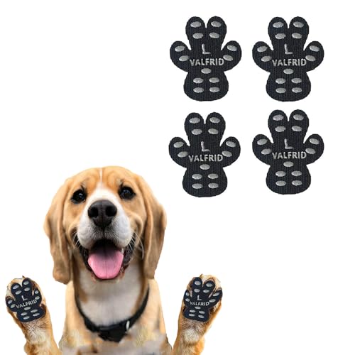 VALFRID Pfotenschoner Anti-Rutsch Premium - rutschfeste Hundepfoten-Pads für Parkett & Laminat - Selbstklebende Pfotenprotektoren als Alternative zu Hundesocken/Schuhen 60 Stück (15 Sets) L