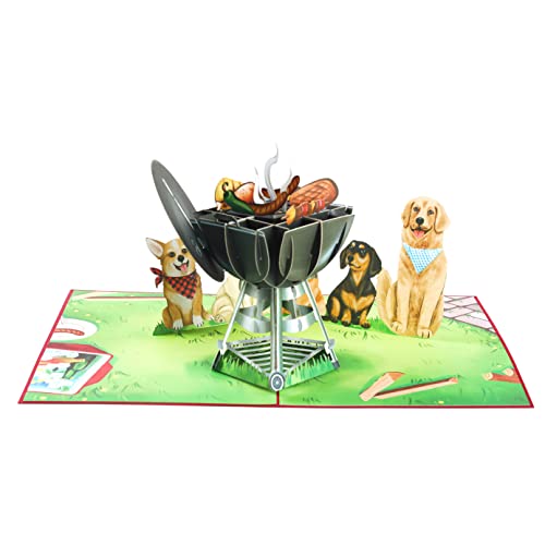 Liif King Of Grill Fathers Day Card, 3D Funny Fathers Day Pop Up Card, Funny Birthday Card For Dad, Men, Husband, Chef, Him, Grandfather, Dog Dad | With Message Note & Envelop (King Of Grill) #TOP3