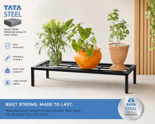 Image of NAYRA Thick Long Metal Stand Black Color Set of 3 for Heavy Planters |Anti-Rust Pot Stand for Outdoor & Indoor Planters Garden Stand | Plant Stands for Balcony Decoration (set of -3)