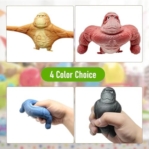 Gorilla Stressabbau Spielzeug 4pcs, Gorilla Squeeze Toy,AFFE Spie-lzeug Affen Spie-lzeug Stretch, Gummi Squishy Monkey,Spielzeug Zum Stressabbau,Monkey Gorilla Toys