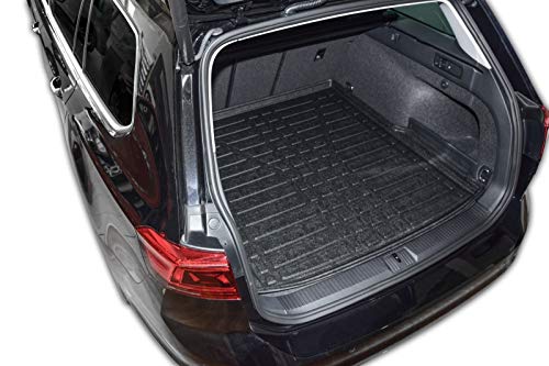 SCOUTT | Kofferraumwanne Laderaumwanne Kompatibel mit Passat B8 Kombi 2014-2023, mit Hoher Rand, Kofferraum-Schutzmatte, Geriffelt, Aufrollbar