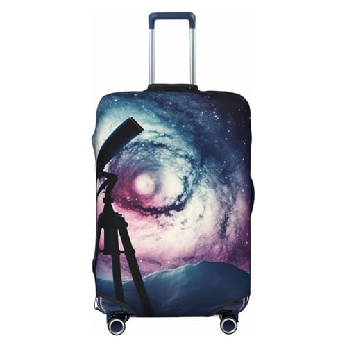 Elastic Travel Luggage Cover for Suitcase Tsa Approved Stretch Scratch-Resistant Suitcase Protector Cover Washable Space Galaxy with Telescope Baggage Covers Fits 18-32 Inch Luggage Case