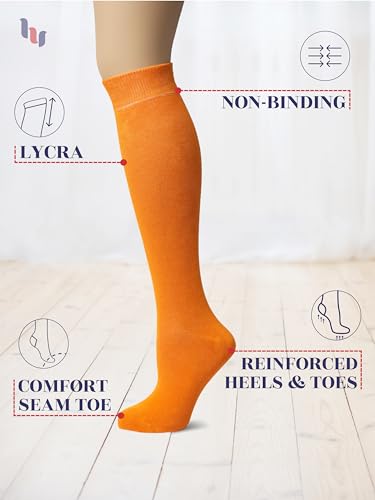 Image of Hugh Ugoli Women's Rayon Derived from Bamboo Knee High Socks Comfort Seam Long Dress Socks, Shoe Size 5-8 /8-11, 4 Pairs
