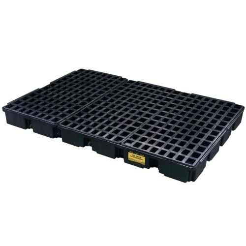 Eagle 6 Drum Spill Containment Pallet with Drain, Black