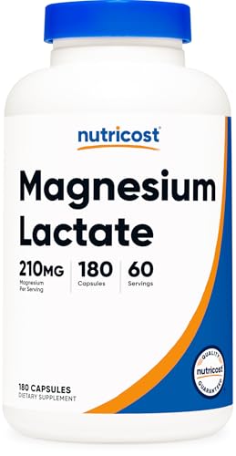 Nutricost Magnesium Lactate (210mg) 180 Capsules - Vegan GMO-Free Gluten-Free 60 Servings
