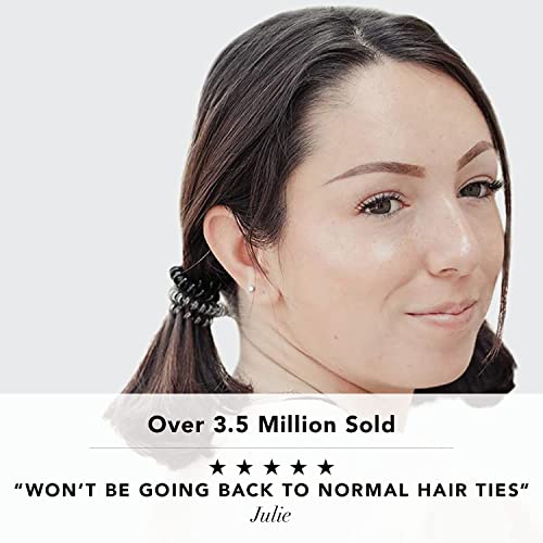 Image of Kitsch Spiral Hair Ties for Women - Coiled Plastic Hair Ties No Damage, Ponytail Holders for Thick and Thin Hair - Creaseless and Dent-Free, Phone Cord Style - Black, 8 Pcs