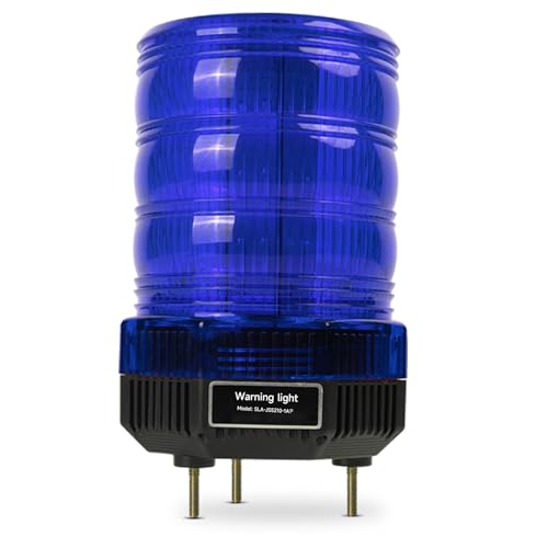 Y DIANS IP66 Waterproof Strobe Siren Light Blue Superbright Industrial Warning Beacon Light with 120dB Buzzer for Port Ship Heavy Equipment and Vehicle DC12V