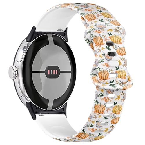 Bracelet souple Google Pixel Watch 2 anti-irritation motif fleurs et citrouilles