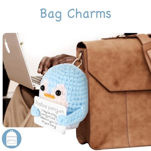 COWANIEE Cute Handmade Emotional Support Gifts, 2.2 Inch Knitted Positive Penguin for Family Friends Encouragement Home Decoration - Image 4