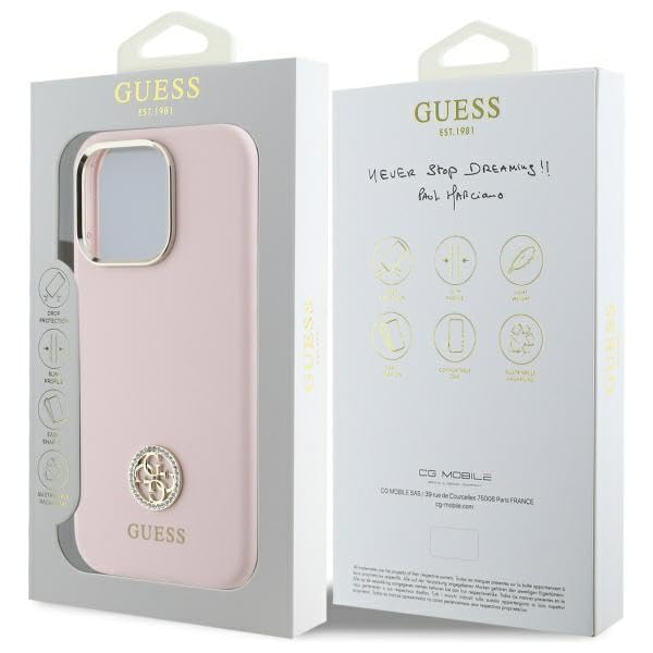 CG Mobile Guess GUHCP16LM4DGPP - Carcasa para iPhone 16 Pro de 6,3" (Silicona), Color Rosa Claro