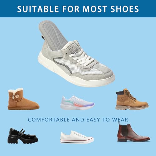 Image of Memory Foam Shoe Inserts for Women Men, Cushion Insoles for Work Boots Sneakers Flats,Comfort Soles Design for Foot Pain Relief 10mm Thick,Grey EU42