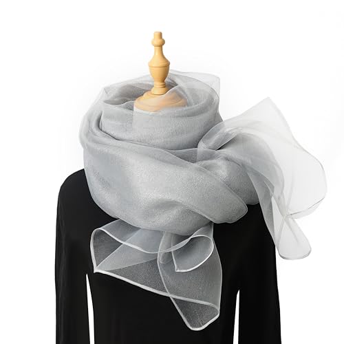 STARWHISPER Women's Sparkle Silk Scarf Shawl Wrap for Evening Dress Wedding Party Double layer3