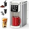 Horavie Single Serve Coffee Maker for K-Cup Pod & Grounds, Hot & Iced Coffee Maker, Strong Button Feature, 6 to 14oz Brew Sizes, 50oz Removable Reservoir, Fit 6.5 Mugs, Stainless Steel, White