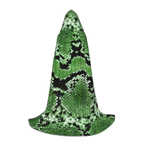 pvinnk Cape à capuche chaude pour homme et femme avec imprimé peau de serpent verte pour carnaval, cosplay, costume de sorcière