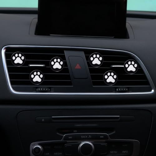Image of 6 Pcs Black and White Dog Paws Air Vent Clips,Cute Dog paws Car Air Fresheners Vents Clips Diamond Vent Clip Car Interior Decor Charm Accessories Decoration for Women,Automotive Air Fresheners