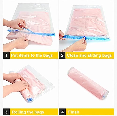 QH7 Roll-up Storage Bags, 10 Pack Travel Compression Bags (5 Medium + 5 Large), No Pump or Vacuum Needed - Image 2