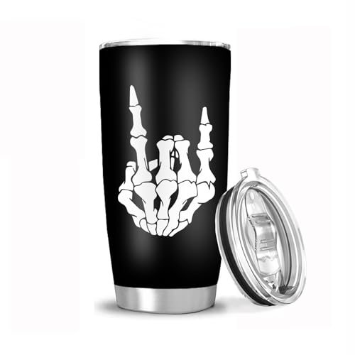 NVJUI JUFOPL Skeleton Hand Tumbler Cup with Lid - Funny Gifts for Men Women - Festival Birthday Gifts for Dad Mom - 20 Oz Insulated Travel Coffee Mug