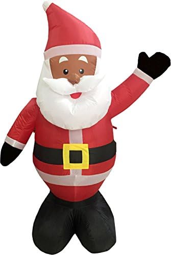 Nicky Bigs Novelties 4ft African American Black Santa Claus 4' Inflatable 48 Inch Ethnic Christmas Holiday Yard Decoration