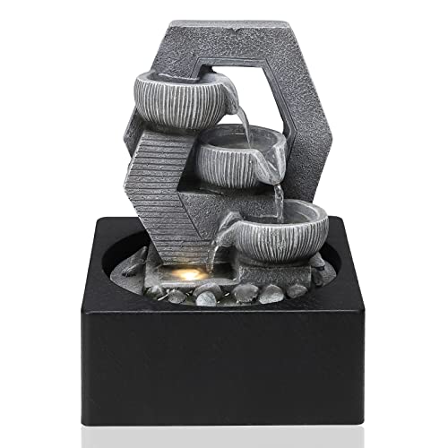 BTGGG Desktop LED Waterfall Fountain 18x18x24CM