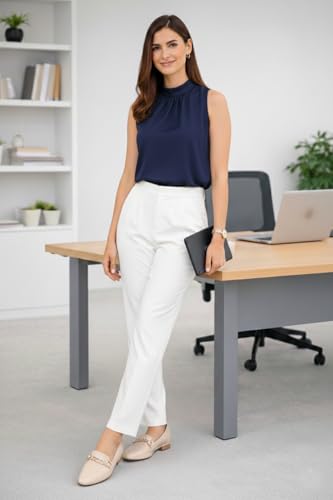 Image of Women's Formal Trousers | Stretch & Regular Fabric Options | Straight Fit Office Wear Pants with Pockets | Casual Trouser for Womens