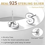ChicSilver Hypoallergenic 925 Sterling Silver Stud Earrings Simple Tiny Initial Letter A-Z Studs for Women Sensitive Ears (with Gift Box) - Image 5