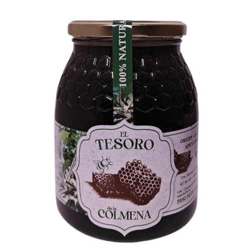 Miel cruda de Castaño, Origen 100% Zamora, España, Miel artesanal envasada y extraida en frio. (1000g, Castaño)