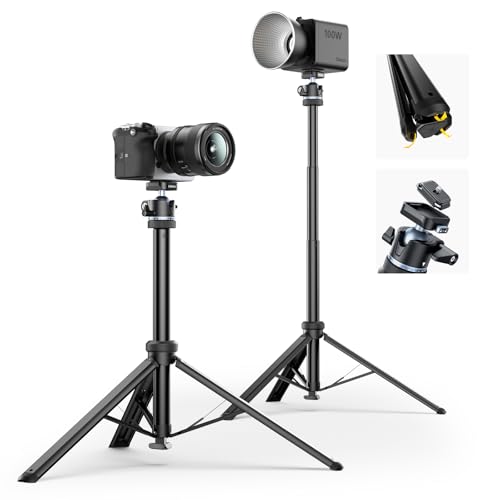 Image of ULANZI MT93 Universal 1 /4 inch Light Stand Camera Tripod w Auto-Open w UKA Quick-Release, 63 inch Portable Adjustable Ball Head Tripod for Cameras /Video Light /Phone /Outdoor Photo, Up Load 6.61lb, w Bag