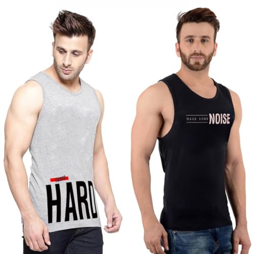 Image of hotfits Men's Quick Dry Workout Tank Top Gym Muscle Tee Fitness Bodybuilding Sleeveless T Shirt, Gym Vest- Pack of 2