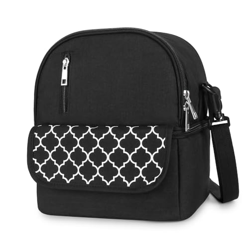 Breast Pump Bag - Small Size Cooler and Moistureproof Backpack Double Layer for Mother Baby Bottle Breast Milk Pump Outdoor Working Backpack Lunch Bag (Black)