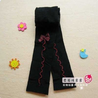Girls Beautiful Black Ribbon Tights Leggings Pants for Age 6-7 Super Cute3