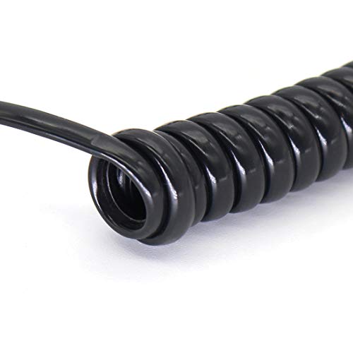 Telephone Handset Cord Detangler Cable Pure-Copper Coiled 0.72 To 6 Feet Uncoiled Landline Phone Spiral Curly Cable Extension Modular Wire Lead Compatible 4P4C Rj9/Rj10/Rj22 (Black-2Pcs) #TOP4