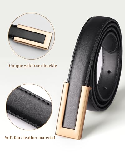 Womens Waist Belt with Gold Buckle, Fashion Belt for Jeans Dress Pants2