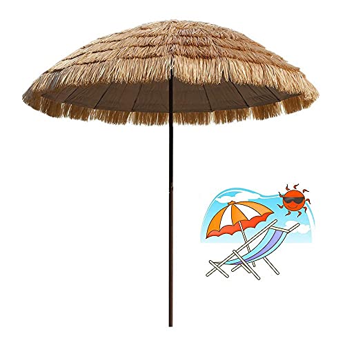 Sombrillas de paja para sombra en la playa con cortina exterior plegable