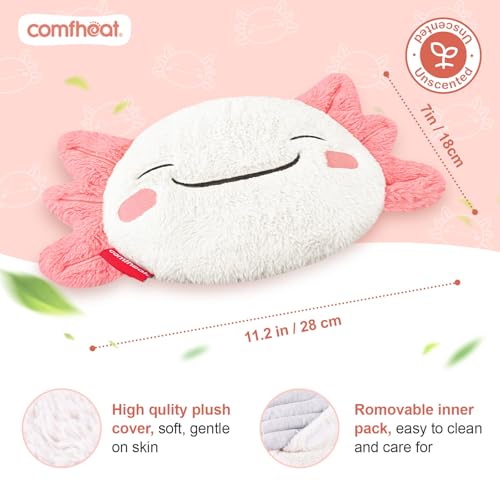 Image of Cute Axolotl Microwave Heating Pad for Pain Relief, Unscented Microwavable Heating Pads for Cramps, Neck Shoulder, Muscles, Natural Moist Heat Pack with Washable Cover