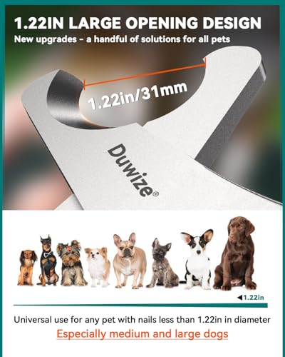 Image of Dog Nail Clippers - All Steel Material, 1.22-Inch Large Opening, Built-in Spring, No Fur Pinch, for Medium to Large Dogs and Cats, Professional Pet Nail Trimmers, with Free Nail File (Matte)