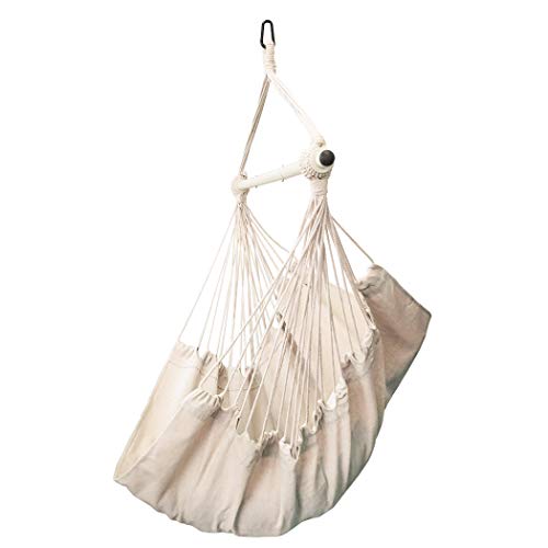 Highwild Hanging Rope Hammock Chair Swing Seat for Any Indoor or Outdoor Spaces - 500 lbs Weight Capacity (Beige)