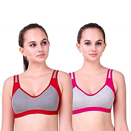 Image of STXXOR Women's Cotton Non-Padded Wire Free Sports Bra-Pack of 2