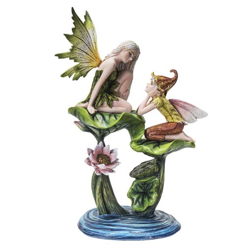 Statue fée du lotus et elfe en résine Pacific Giftware de 25 cm pour décoration